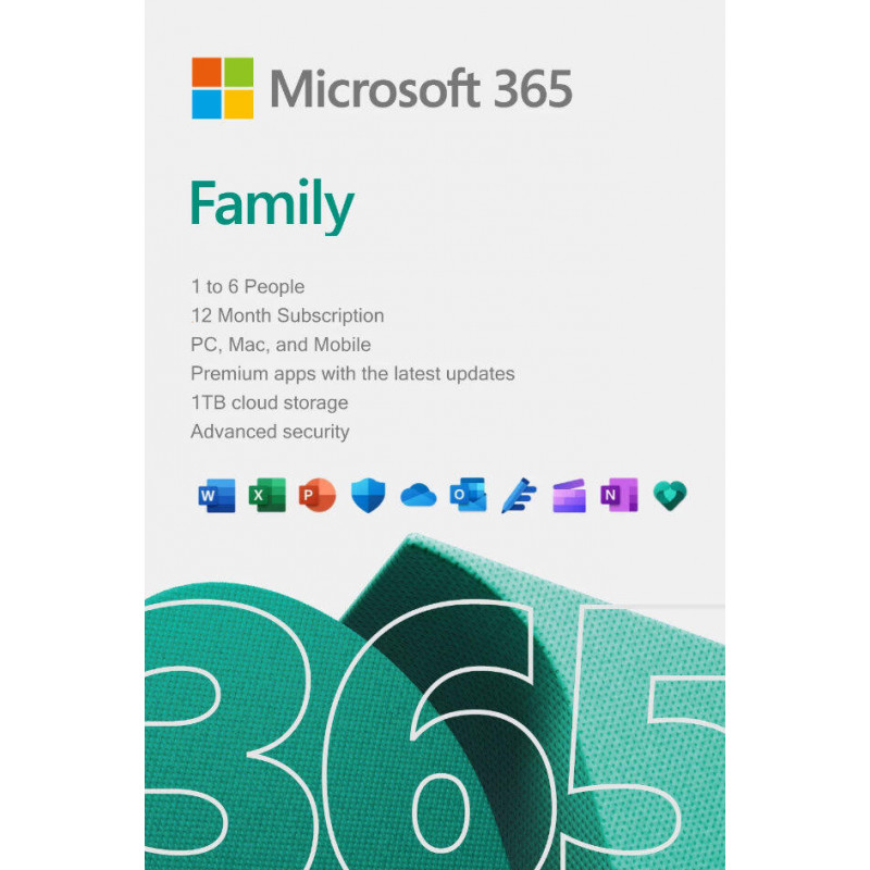 Microsoft Office 365 Family - 1 vuosi (PC/MacOS) EU